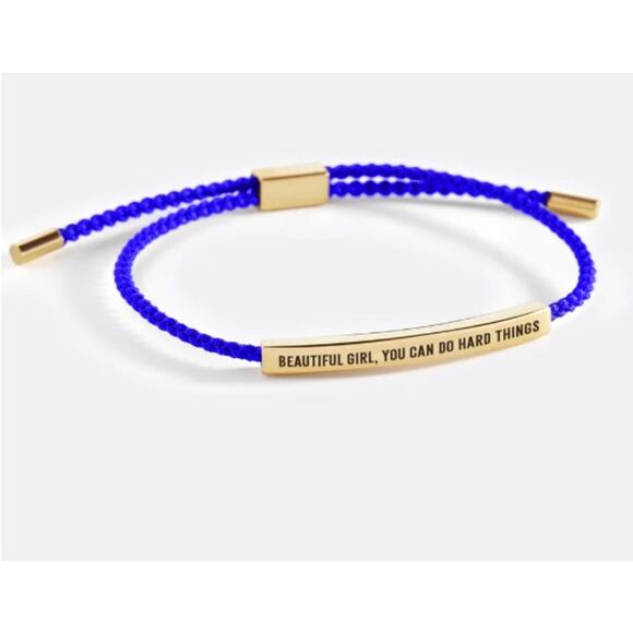 RETAIL $70 Mint & Lilly Beautiful Girl You Can Do Hard Things Blue Gold Bracelet - Picture 1 of 1